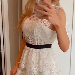 chinese dress ladies White Lace Satin Bow Mini Dress  self-portrait-US